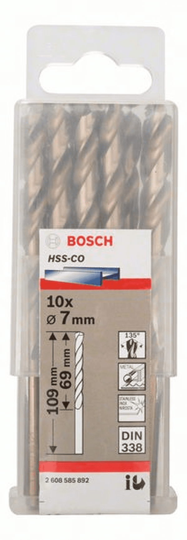 Bosch  HSS TWIST DRILL BIT COBALT FOR ROTARY DRILLS/DRIVERS  7 MM - 2608585892
