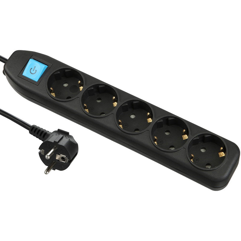 ILOCK Power Strip 5 Outlets With Switch Black - ILOCK-BLACK-5PLUG POWER DISTRIBUTOR-16A