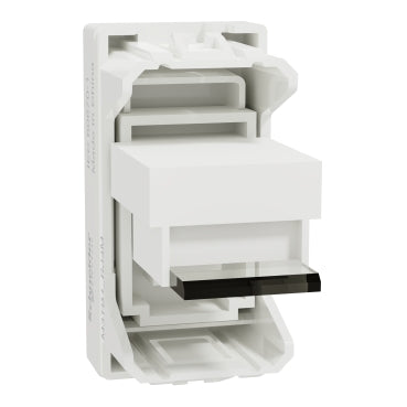 Schneider Telephone Outlet, Miluz E, 6 Pin, 4 Wire, mechanism with shutter, white  - M3TB1_RJ4M