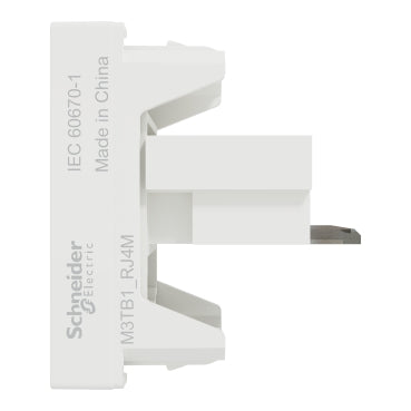 Schneider Telephone Outlet, Miluz E, 6 Pin, 4 Wire, mechanism with shutter, white  - M3TB1_RJ4M