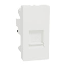 Schneider Telephone Outlet, Miluz E, 6 Pin, 4 Wire, mechanism with shutter, white  - M3TB1_RJ4M