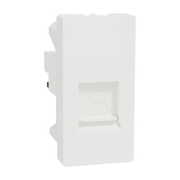 Schneider Telephone Outlet, Miluz E, 6 Pin, 4 Wire, mechanism with shutter, white  - M3TB1_RJ4M