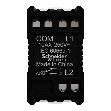 Schneider Switch, Miluz E, 2 way, 10AX, 250V, 1 Module, White - M3TB31_10A_2