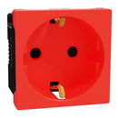 Schneider German Socket Outlet, Miluz E, 16A 250V, 2 Pin with Earth UPS, 2 Module, Red - M3TB426-UPS-GR