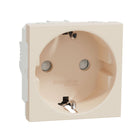 Schneider New Unica Socket Outlet - 2P+E, 16A Schuko with Shutter, Glossy Beige - NU303744