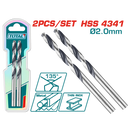 TOTAL TOOLS HSS Drill Bit Set, 2mm, 2 Pcs - TAC1200024
