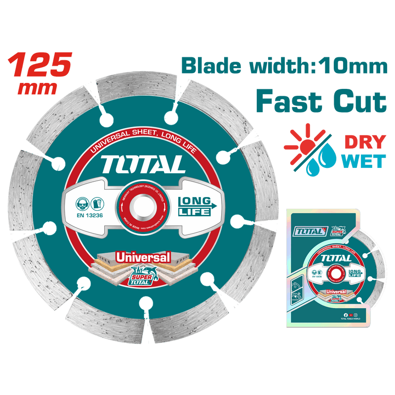 Total Tools Diamond Concrete Cutting Disc 5" 22.2mm × 10mm – TAC2111253