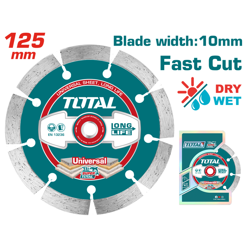 Total Tools Diamond Concrete Cutting Disc 5" 22.2mm × 10mm – TAC2111253