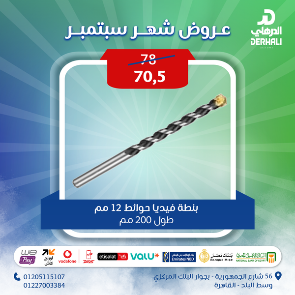 توتال تولز  بنطة فيديا  حوائط 12 مم طول  200 مم   - TAC211202