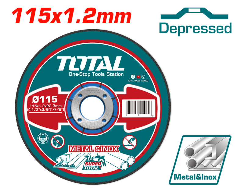 Total tools Abrasive metal cutting disc  4.5 inch 1.2 mm  -   TAC2121152