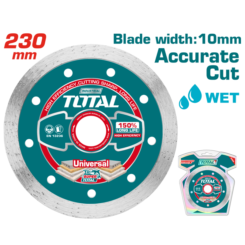 Total tools Wet diamond disc 9 inch 22.2 mm 150 % long life - TAC2122301