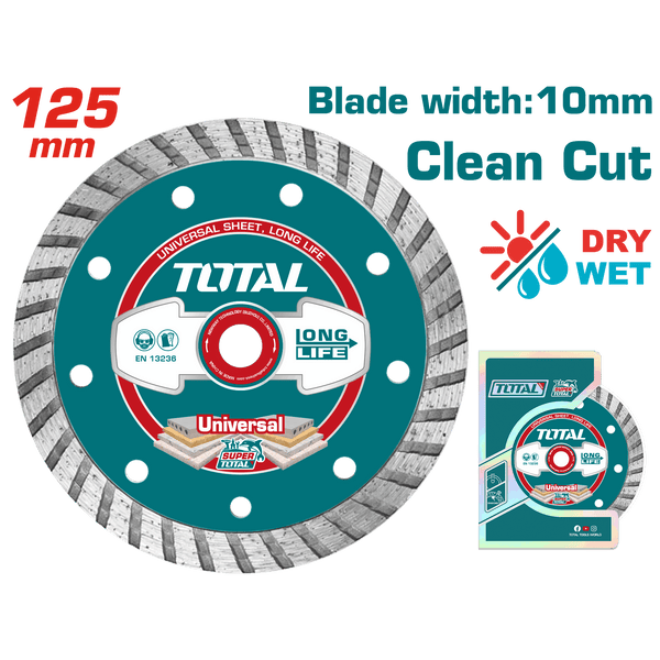 Total Tools Diamond Concrete Cutting Disc 5" 22.2mm × 10mm – for Dry & Wet Cutting – TAC2131253