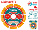 TOTAL TOOLS Laser Welded Diamond Cutting Disc for Concrete, 5", Open Rim - TAC2171251