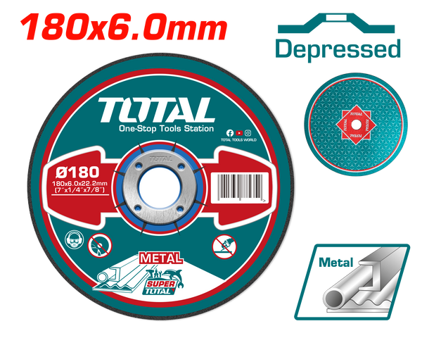 Total tools Abrasive metal grinding disc 7 inch 6 mm  - TAC2231801