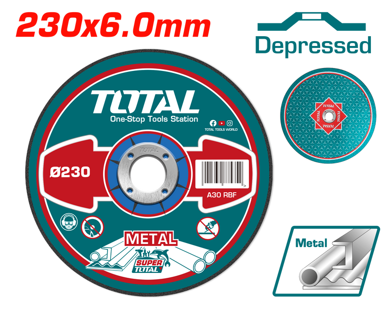 Total tools Abrasive metal grinding disc disc 9 inch 6 mm  -  TAC2232301