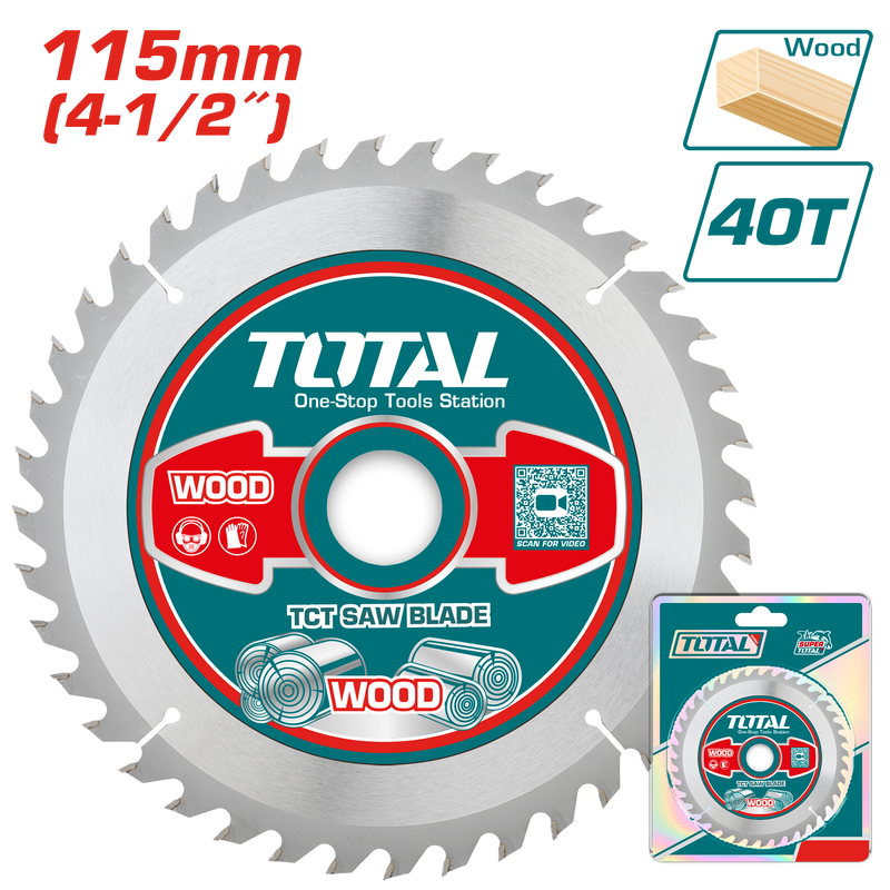 Total tools TCT saw blade for wood 4.5 inch 40T -  TAC231255