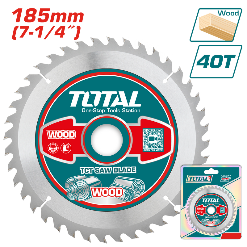 Total tools TCT saw blade for wood 7.25 inch 40T - TAC231415