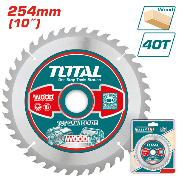 Total tools TCT saw blade for wood 10 inch 40T - TAC231725