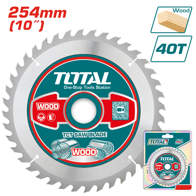 Total tools TCT saw blade for wood 10 inch 40T - TAC231725