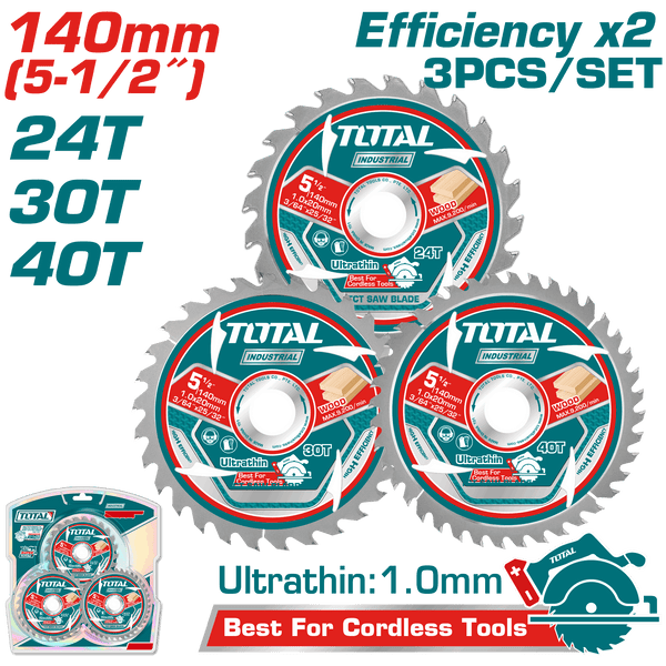 Total Tools Wood Cutting Disc Set 5.5" (140mm x 1mm) 3 Pcs – TAC236140