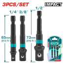 Total Tools 3 Pcs Drill to Impact Driver Adapter Set 1/4", 3/8", 1/2" – TAC273651