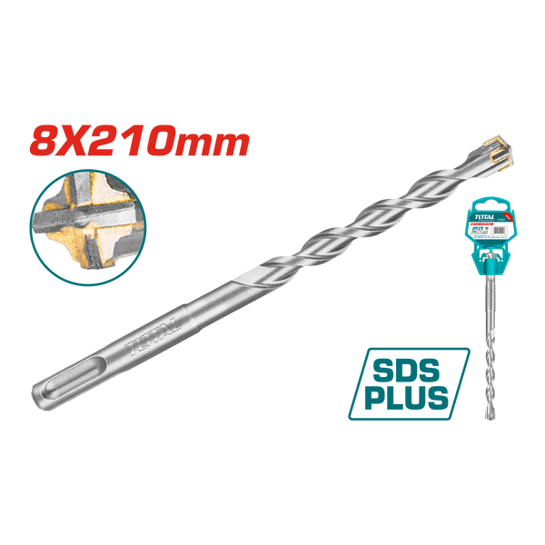 Total tools SDS plus hammer drill bit Cross head  8 * 210 mm  - TAC310803C