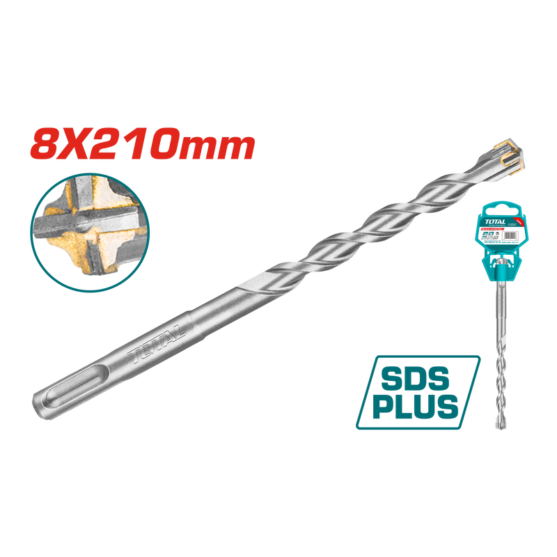 Total tools SDS plus hammer drill bit Cross head  8 * 210 mm  - TAC310803C