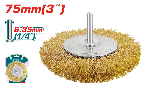 Total tools Circular grinding wire brush 75MM with 1/4" Shank  - TAC34031