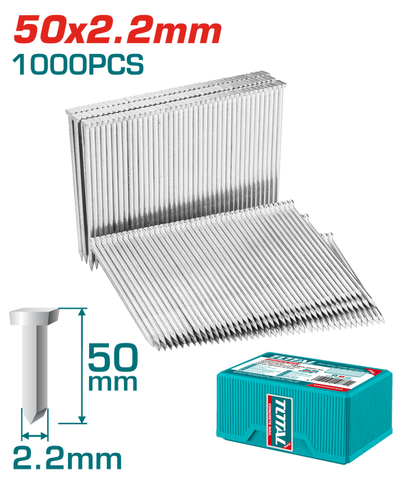 توتال تولز مسمار خرسانة 50 × 2.2 مم ، عدد 1000 قطعة – موديل TAC918503