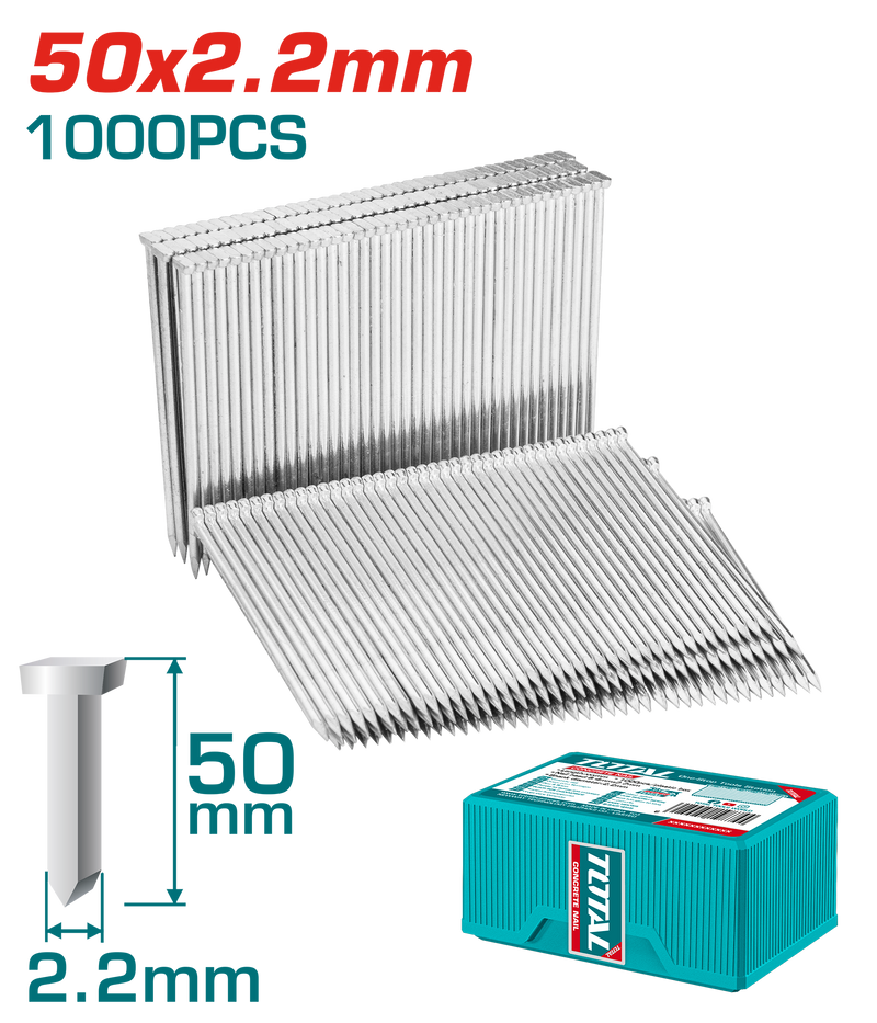 توتال تولز مسمار خرسانة 50 × 2.2 مم ، عدد 1000 قطعة – موديل TAC918503