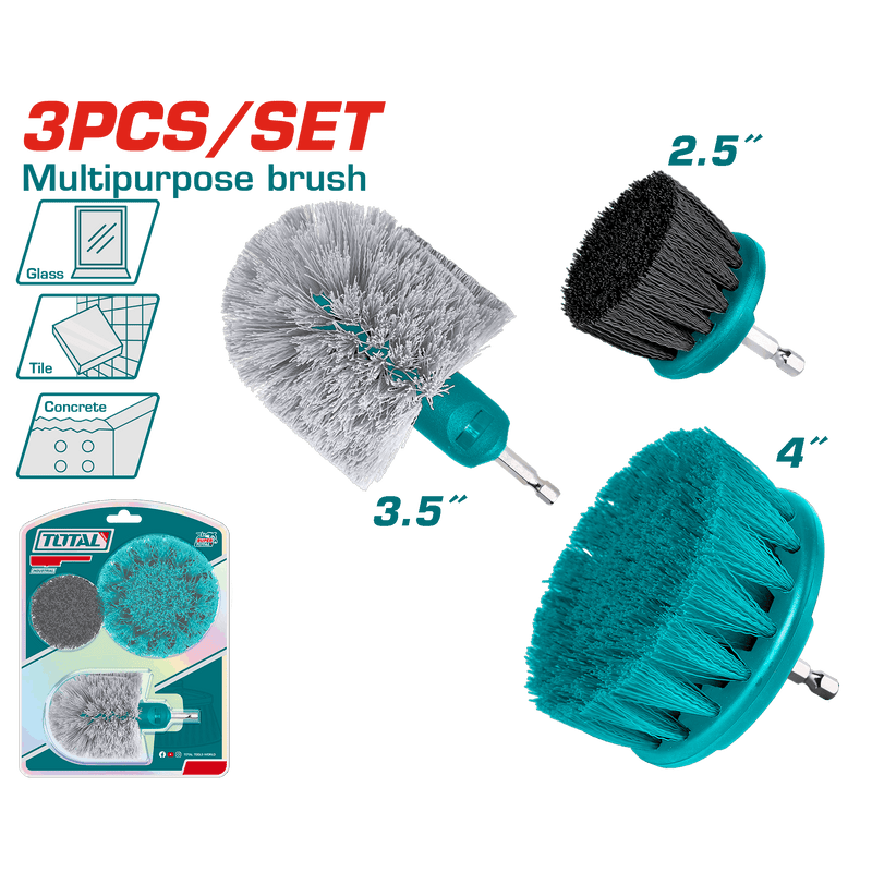 Total Tools Drill Brush Cleaning Set 3 Pcs Multi-Purpose – TACB0301