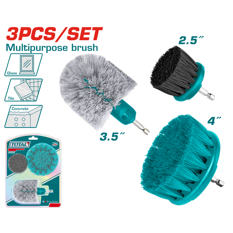 Total Tools Drill Brush Cleaning Set 3 Pcs Multi-Purpose – TACB0301