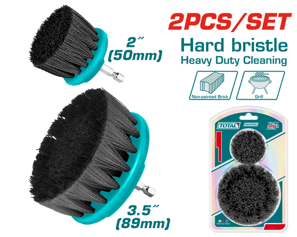 Total tools 2 Pcs hard bristle brush set for cleaning applications - TACH1235