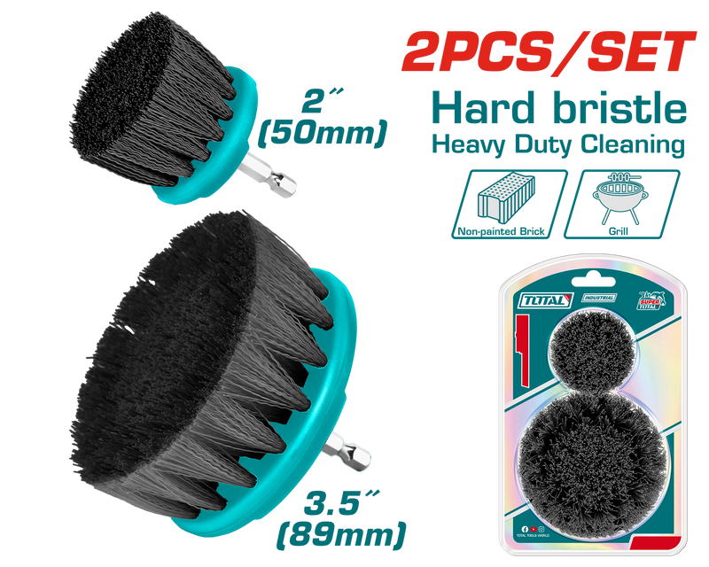 Total tools 2 Pcs hard bristle brush set for cleaning applications - TACH1235