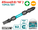 توتال تولز  طقم  لقم سنون مفكات تصادمية  اتجاهين عاده و صليبه  10 قطع طول 65 مم - TACIM16HL133 