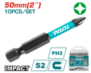 TOTAL TOOLS Impact Screwdriver Bit, PH2, Single End, 50mm - TACIM16PH223