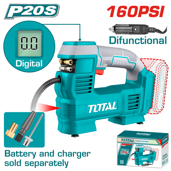 Total tools Cordless auto air compressor 20 volt without  battery and charger - TACLI2012