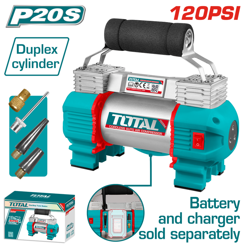 توتال تولز كمبروسر (منفاخ) بطارية 20 فولت مع وصلات - بدون  بطارية  و شاحن - TACLI2026 