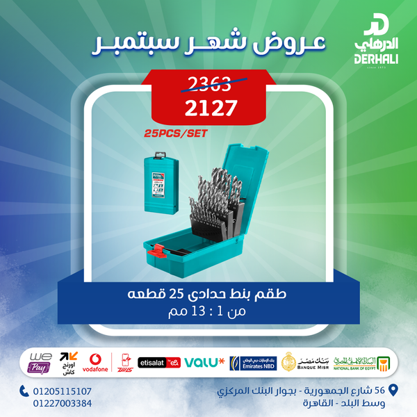 توتال تولز طقم بنط حدادى 25 قطعه  من  1 : 13 مم  - TACSD0251