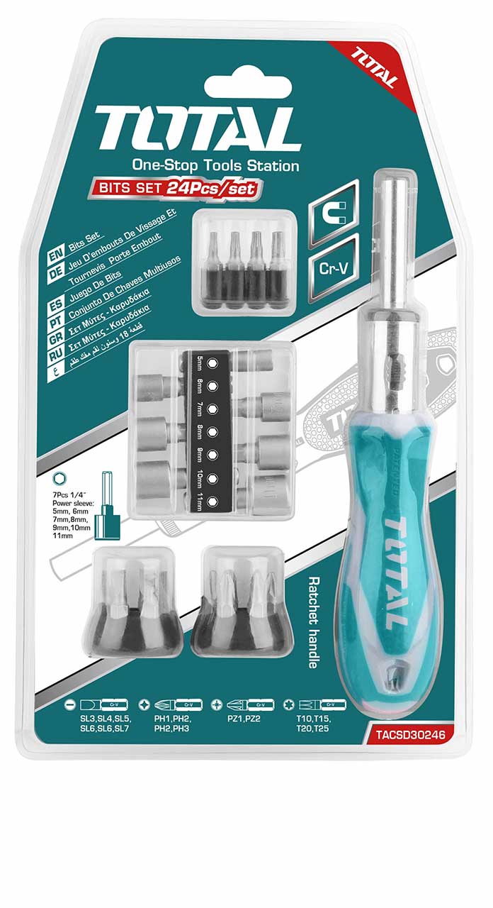 TOTAL TOOLS 24Pcs ratchet screwdriver set - TACSD30246