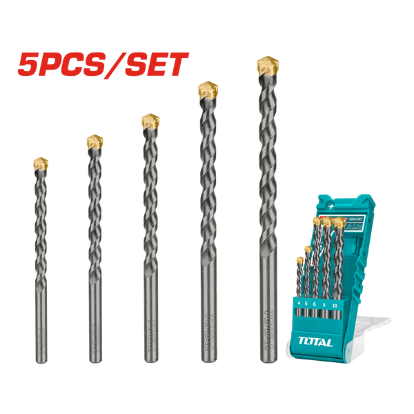 Total tools Masonry drill bits set 5 pcs  from 4 : 10 mm  - TACSD5051