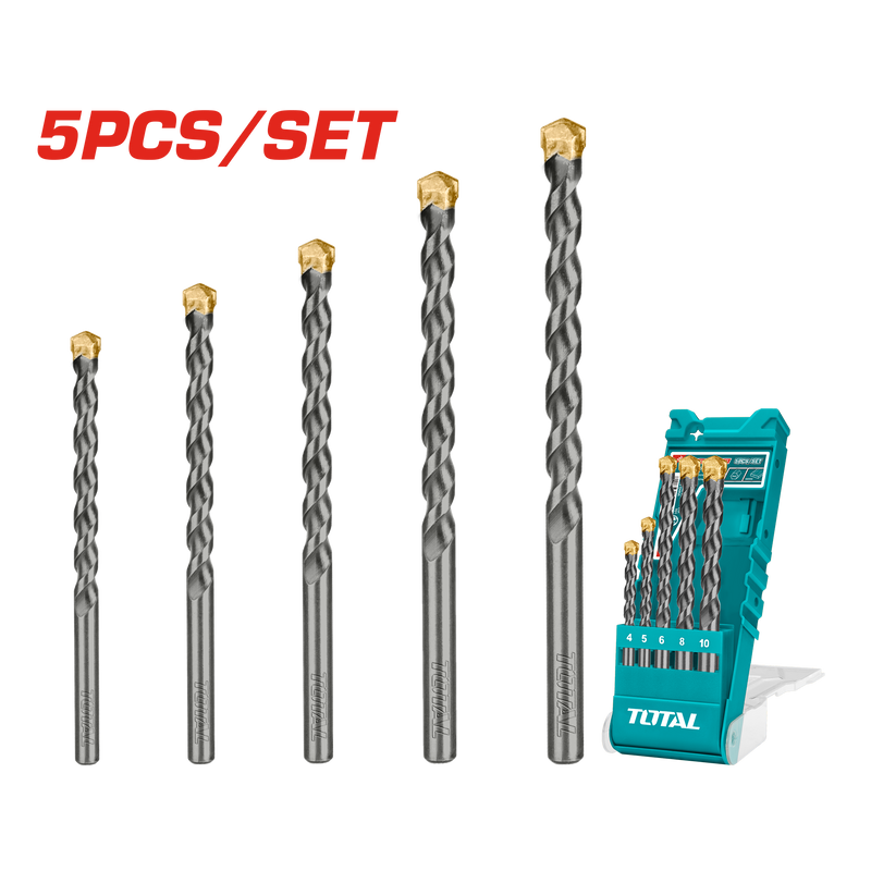 Total tools Masonry drill bits set 5 pcs  from 4 : 10 mm  - TACSD5051