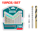 توتال  تولز طقم بنط حدادى  + خرسانه + سنون مفكات  19 قطعه  - TACSDB1901

