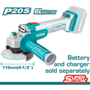 صاروخ قطعية زاوية 20 فولت من توتال تولز بدون بطارية وشاحن -TAGLI201158