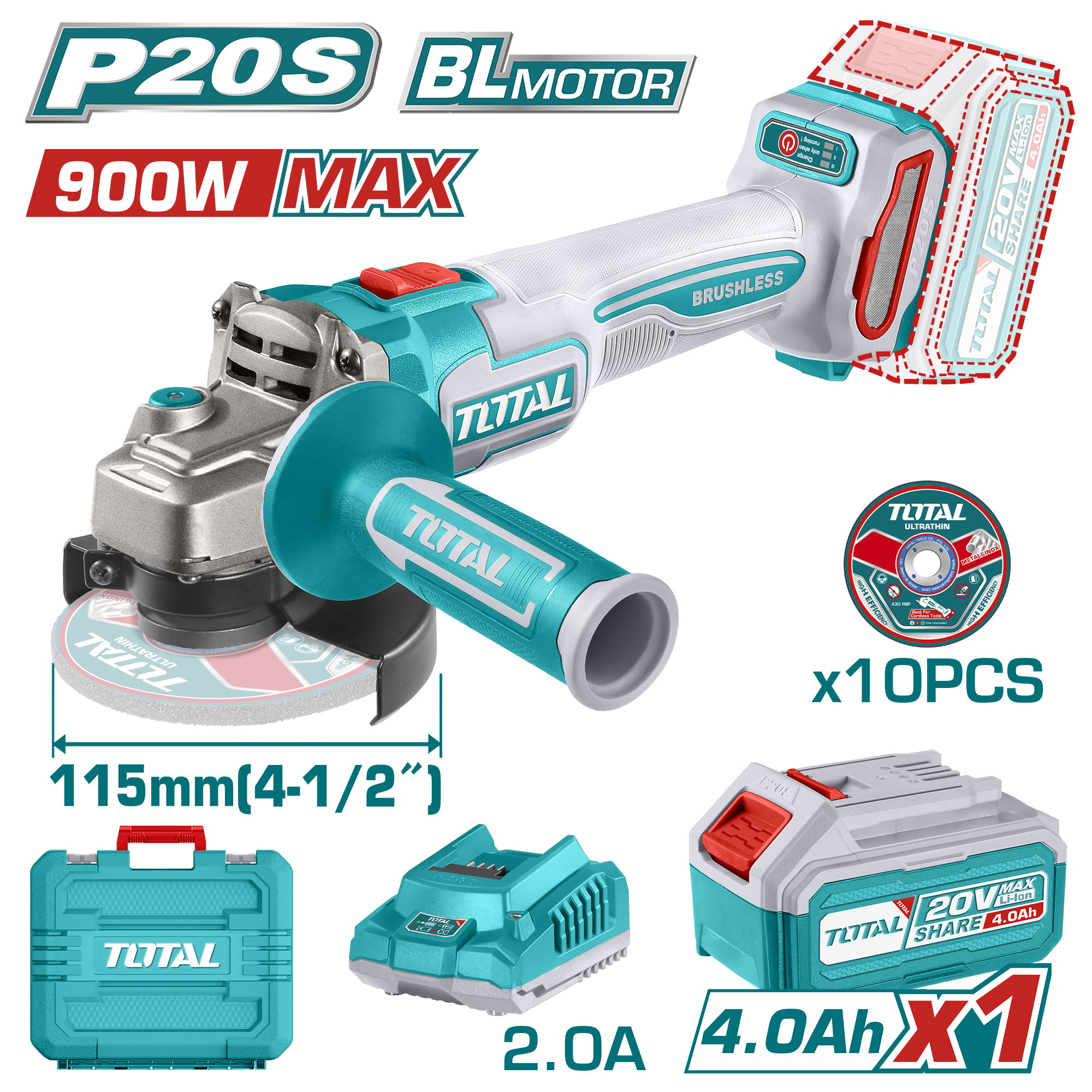 Total Cordless angle grinder - TAGLI261521