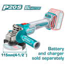 توتال تولز صاروخ بطارية 20 فولت 4.5 بوصة  Brushless بدون بطارية و شاحن - TAGLI21154 