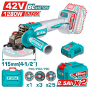 طقم صاروخ بطارية براشليس من توتال تولز 42 فولت مع طقم زوايا  لحام  7 قطع  - Promotion-008