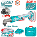 Total Tools Cordless Angle Impact driver 1/4" 80Nm with 2 Batteries 20V 2Ah & Charger –  TAIRLI208