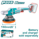 Total Tools 20V Brushless Cordless Polisher 6" with 150mm Sponge – without Battery and Charger - TAPLI2015