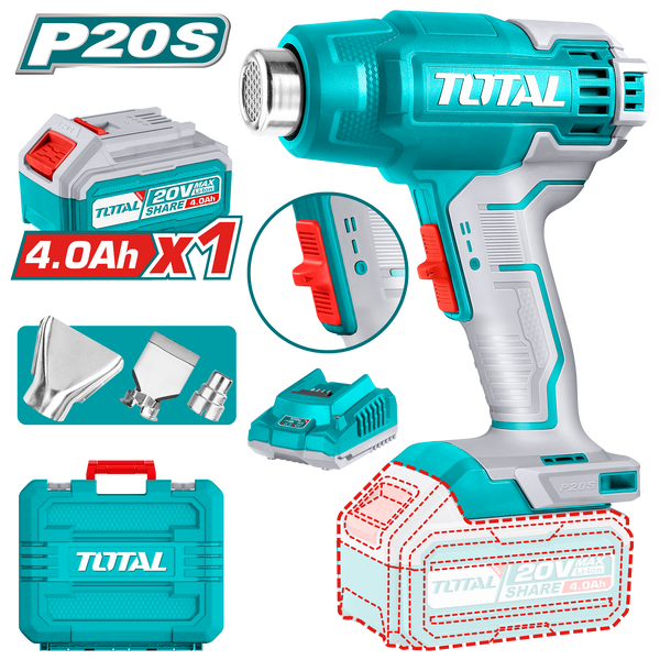 Total tools Cordless heat gun 20 volt + battery and charger- TBLI20025